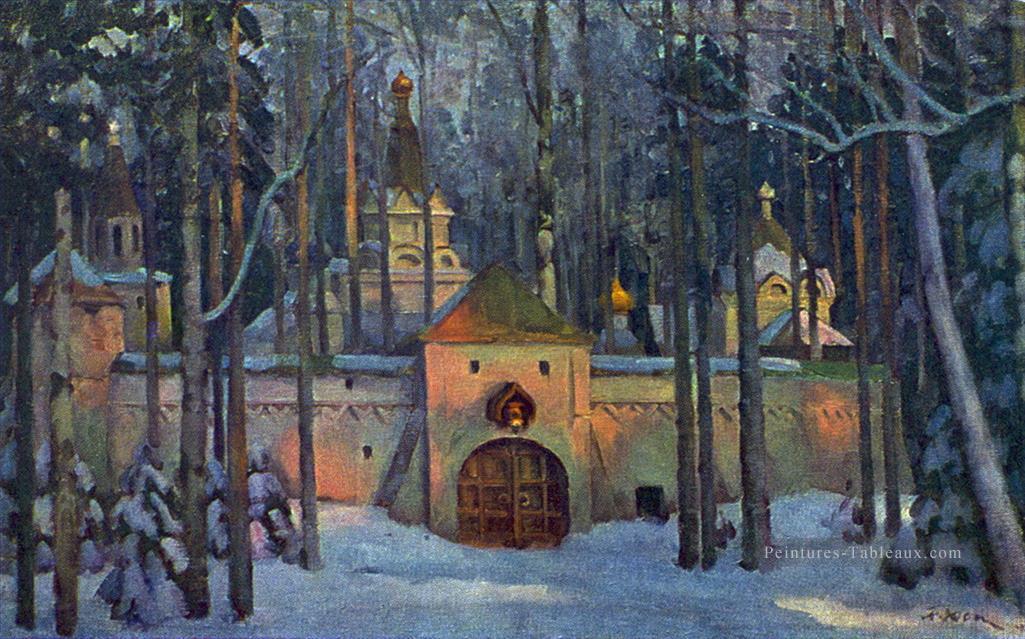 scénographie pour l’opéra de glinka ivan susanin monastère dans la forêt Konstantin Yuon Peintures à l'huile